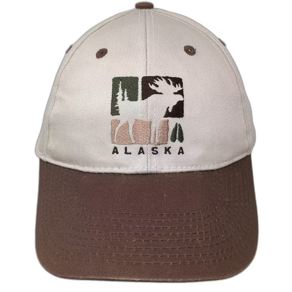 Alaska Shirt Company Snapback Hat Beige Brown Moose Embroidered OS Adjustable